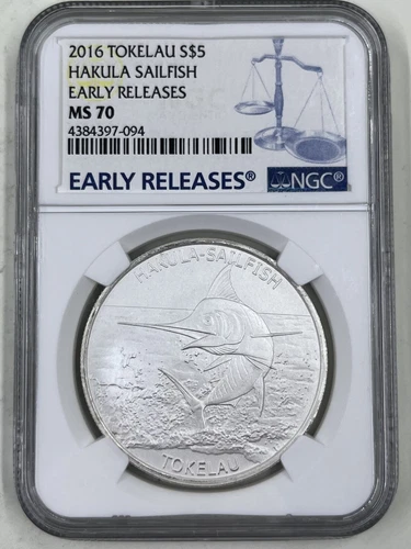 2016 Tokelau S$5 NGC MS70 Hakula Sailfish Early Release