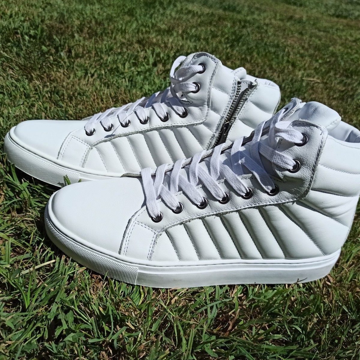 Jack&Jones mens leather hi top sneakers shoes white