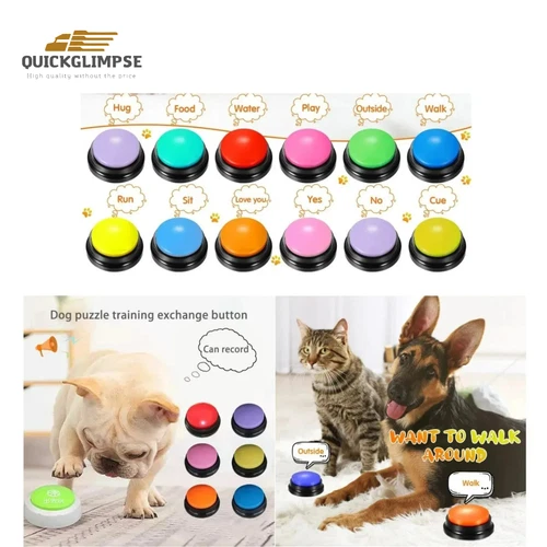 4 Recordable Dog Buttons Talking Button Set for Communication Pet Training Gift - Picture 1 of 13