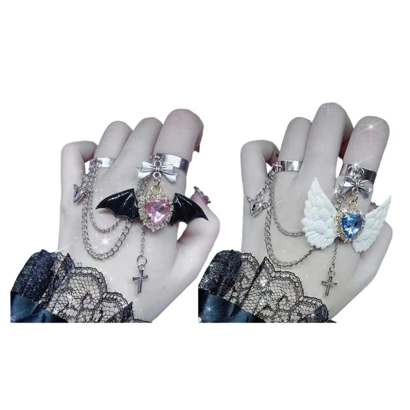 Statement Rings Heart Pendant Joint for Women Girls Y2K Jewelry eBay