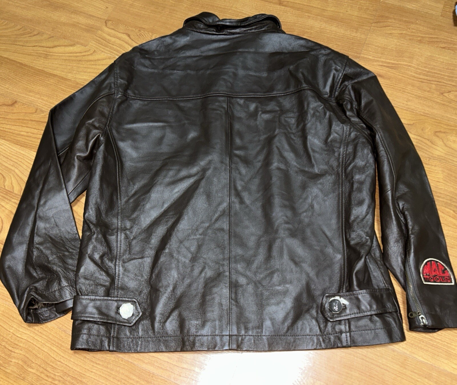 Mac Tools Brown Leather Jacket Medium Patch Rare … - image 2