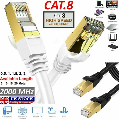 RJ45 Ethernet Kabel Cat8 Netzwerk LAN vergoldet ultradünn SSTP Patchkabel SET