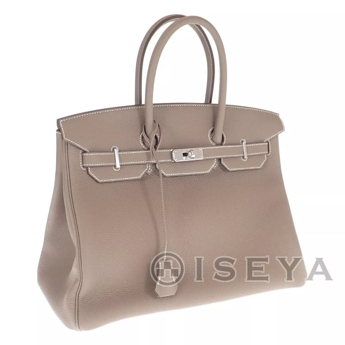 HERMES Birkin 35 Handbag Togo Beige Etoupe Crochet with Rain Cover Women's TGIS