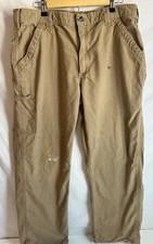 Carhartt Dungaree Fit Mens Brown Canvas Carpenter Logger Workwear Pants Sz 38x32