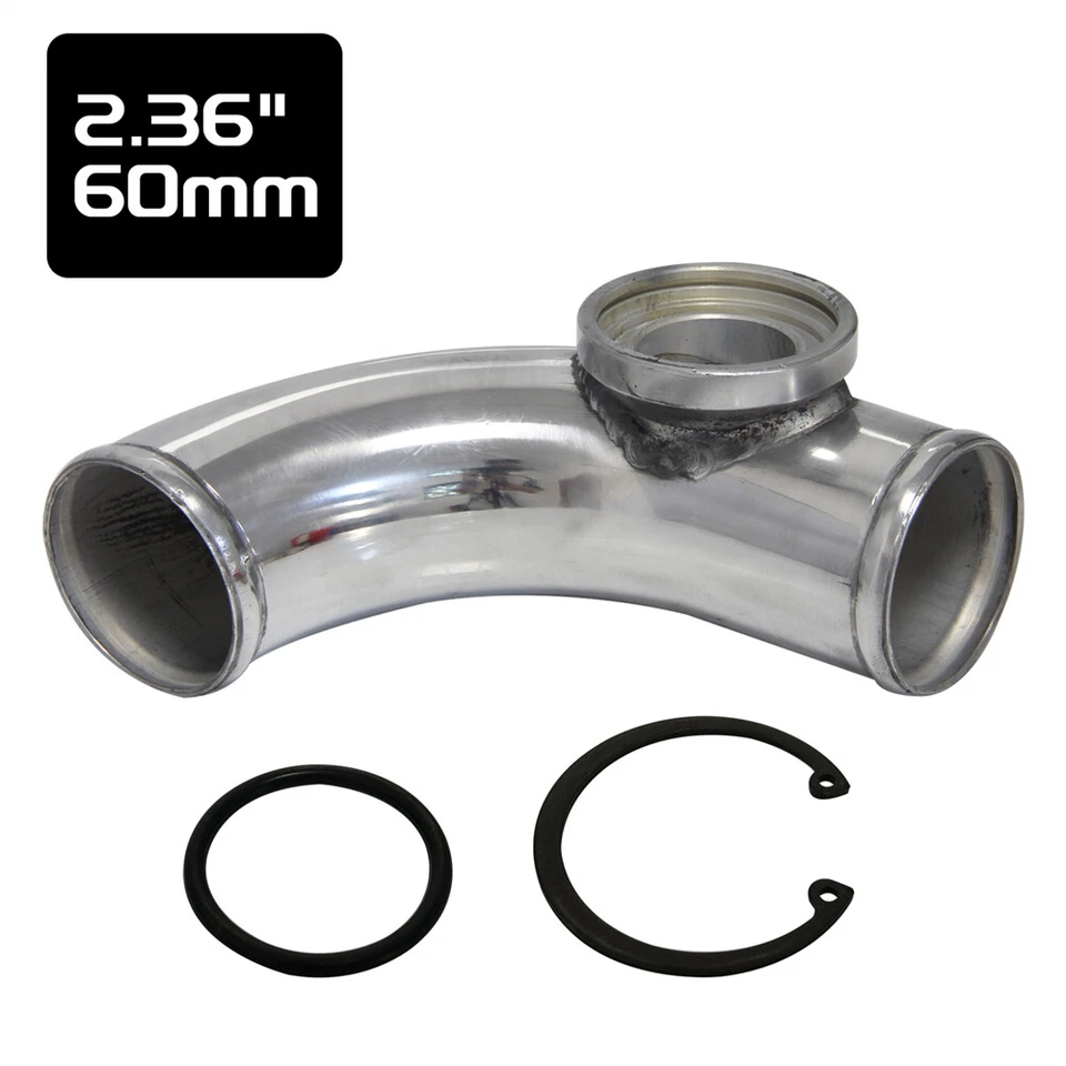 Adaptador de válvula de soplado 90 grados 60 mm 2,36" SSQV SQV BOV Turbo tubo de aluminio Foto 2 de 4