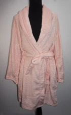 HSN Soft & Cozy Company Pink Gold Metallic Plush Robe Womans Sz M/L