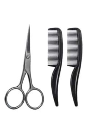 Facial Grooming Kit Small Mini Comb Scissors For Beard Mustache Eyebrow Travel