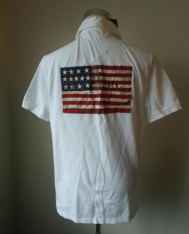 POLO Ralph Lauren Men Size M AMERICANA Shirt White USA Flag NWT $145 | eBay