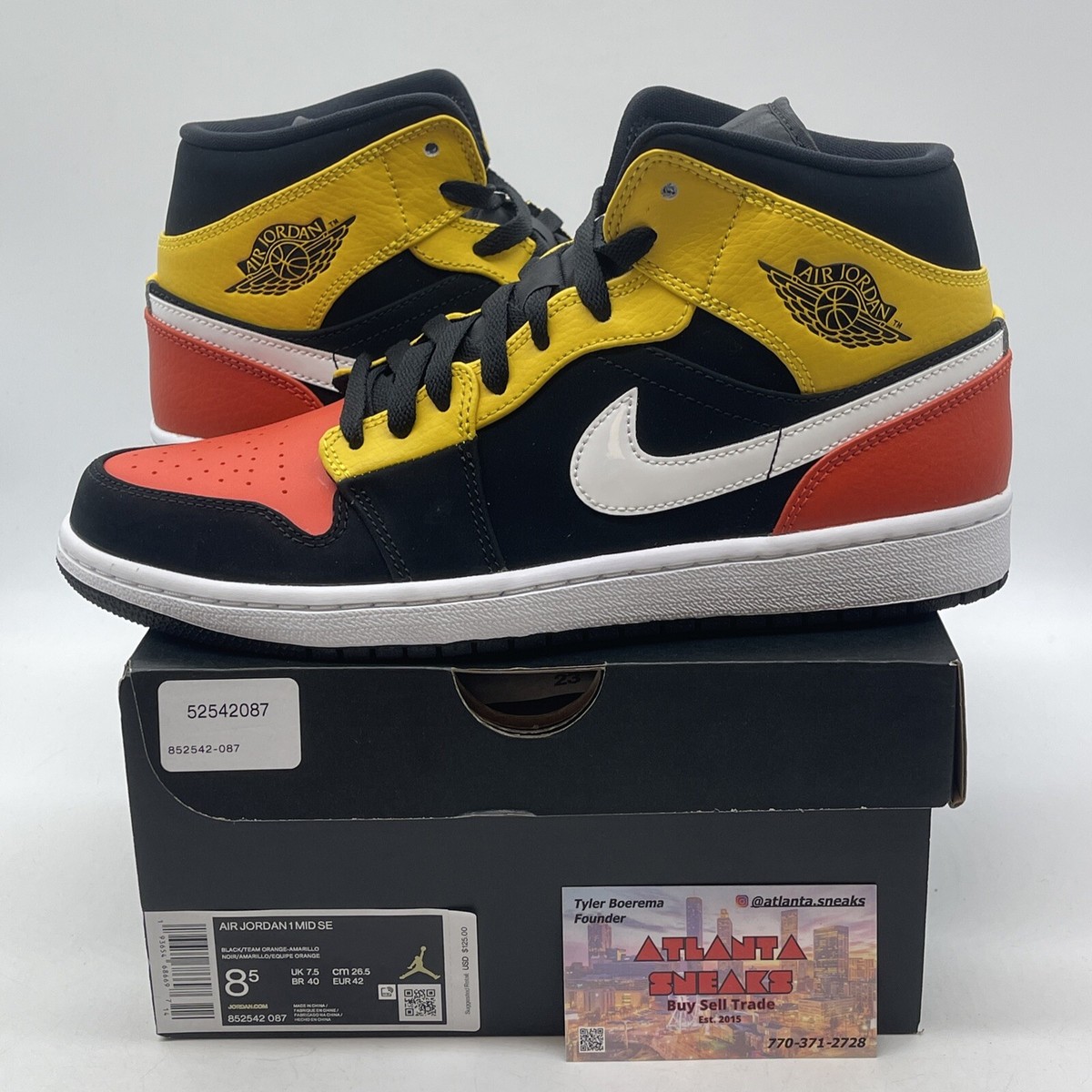 Size Air Jordan SE Mid Amarillo Yellow Black White Suede  (852542-087)