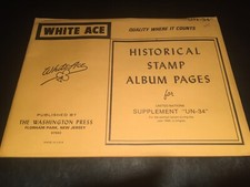 White Ace Stamp Album Supplement Pages - United Nations Singles UN-34 - 1986