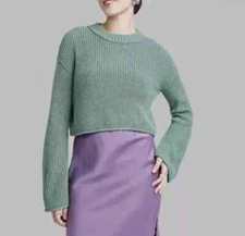 Women's Crewneck Boxy Pullover Sweater - Wild Fable Green L