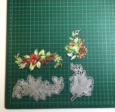4pcs Peaceful Poinsettia & Perfect Pinecones Die Sets - 2 Decorative - 2 Mats