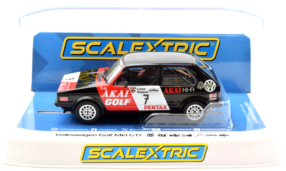 Scalextric Akai Golf VW Golf Mk1 GTI DPR 1/32 Slot Car with Lights C4520