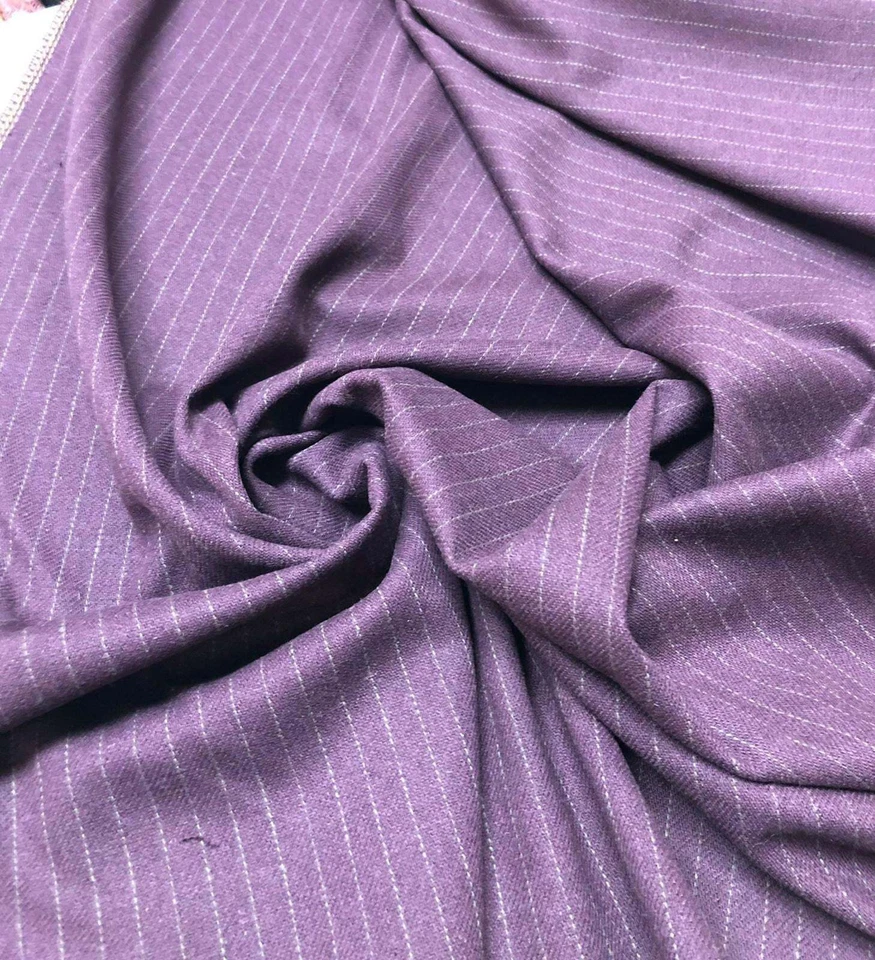 100% шерстяная ткань, красивая шерстяная ткань в полоску с лавандой, ширина 60 дюймов - Изображение 2 из 4