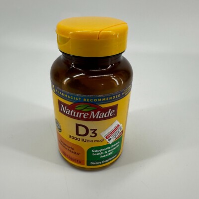 Nature Made Vitamin D3 2000 IU 50 mcg Immune Health 220 Tablets Exp 09/2025
