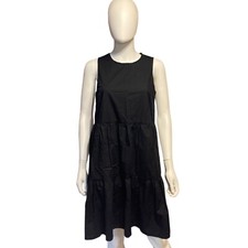 J. Crew Black Dress Size 6 Sleeveless Tiered Above Knee Length Casual Cotton
