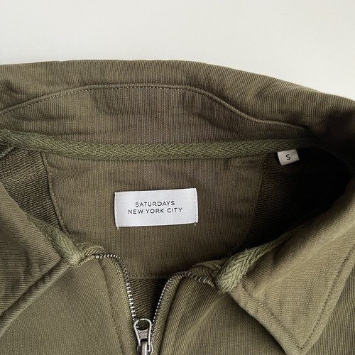 NWOT Saturdays NYC Men’s Mott Fundamental Army Green Quarter Zip, Size Small - Picture 2 of 5