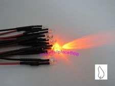 20pcs 3mm Orange Flicker 9V 12V Pre-Wired Water Clear LED Leds Candle Light 20CM