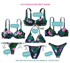 Victoria's Secret Icon Twist Push Up SWIM SET tropical floral thong bikini 68NQ