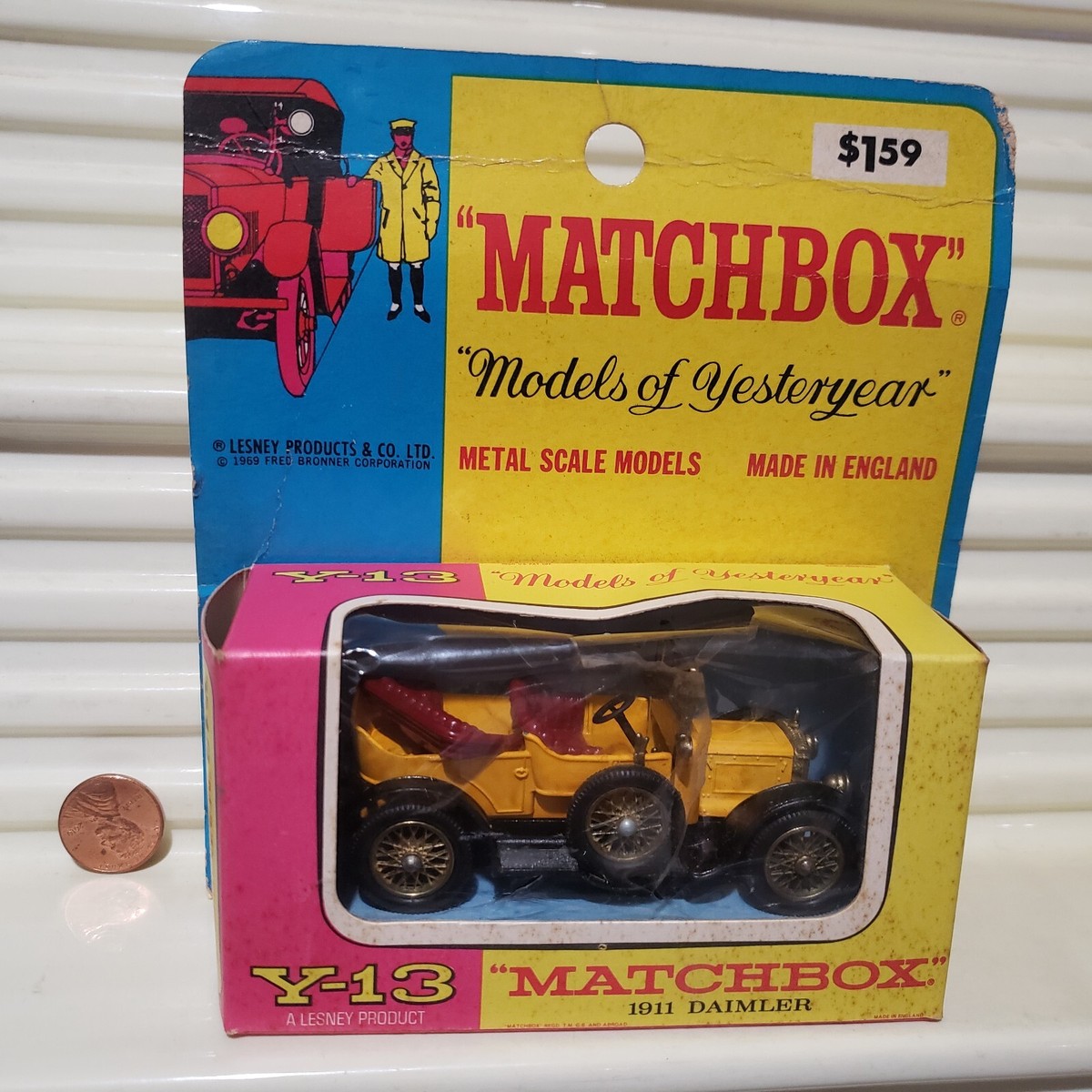 Lesney MATCHBOX Yesteryear 1967 Y13 1911 DAIMLER Type D Base VRARE
