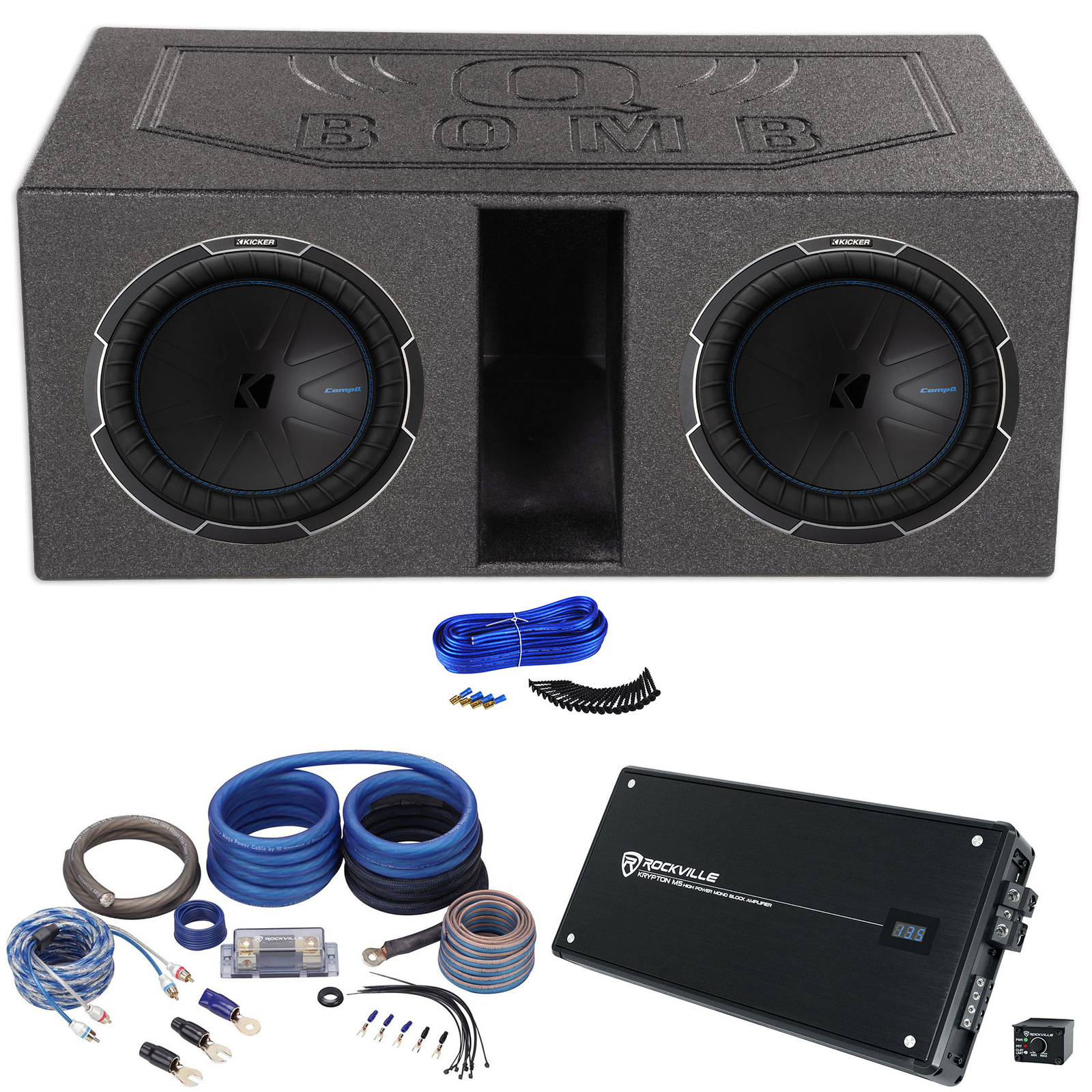 2 Kicker 51CWQ124 COMP Q 12 Сабвуферов мощностью 1000 Вт Вентилируемая коробка Моноусилитель Комплект усилителей 156890₽