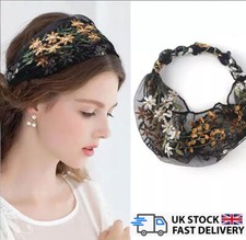 Lace Headband Hairband Wide Elastic Turban Summer Floral Boho Retro