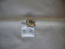 VINTAGE 1980s CHUNKY WHITE TOPAZ CRESCENT MOON STERLING SILVER 925 SLIDE PENDANT