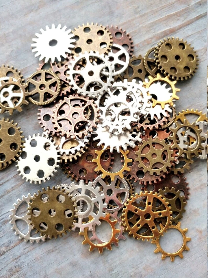 Assorted Gears 10 Steampunk Clock Cog Mix Colors 10mm-26mm Bulk Lot Set Sprocket - Image 2 of 2