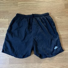 Vtg Y2K Nike Swim Trunks Mens L Black Grey Retro Drawstring Mesh Lined