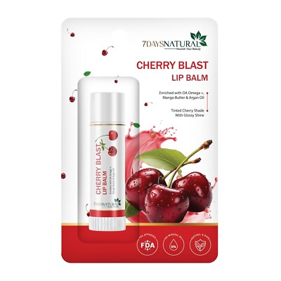 7Days Cherry Blast Lip Balm with Argan Oil Tinted Cherry Shade Glossy Shine 10gm