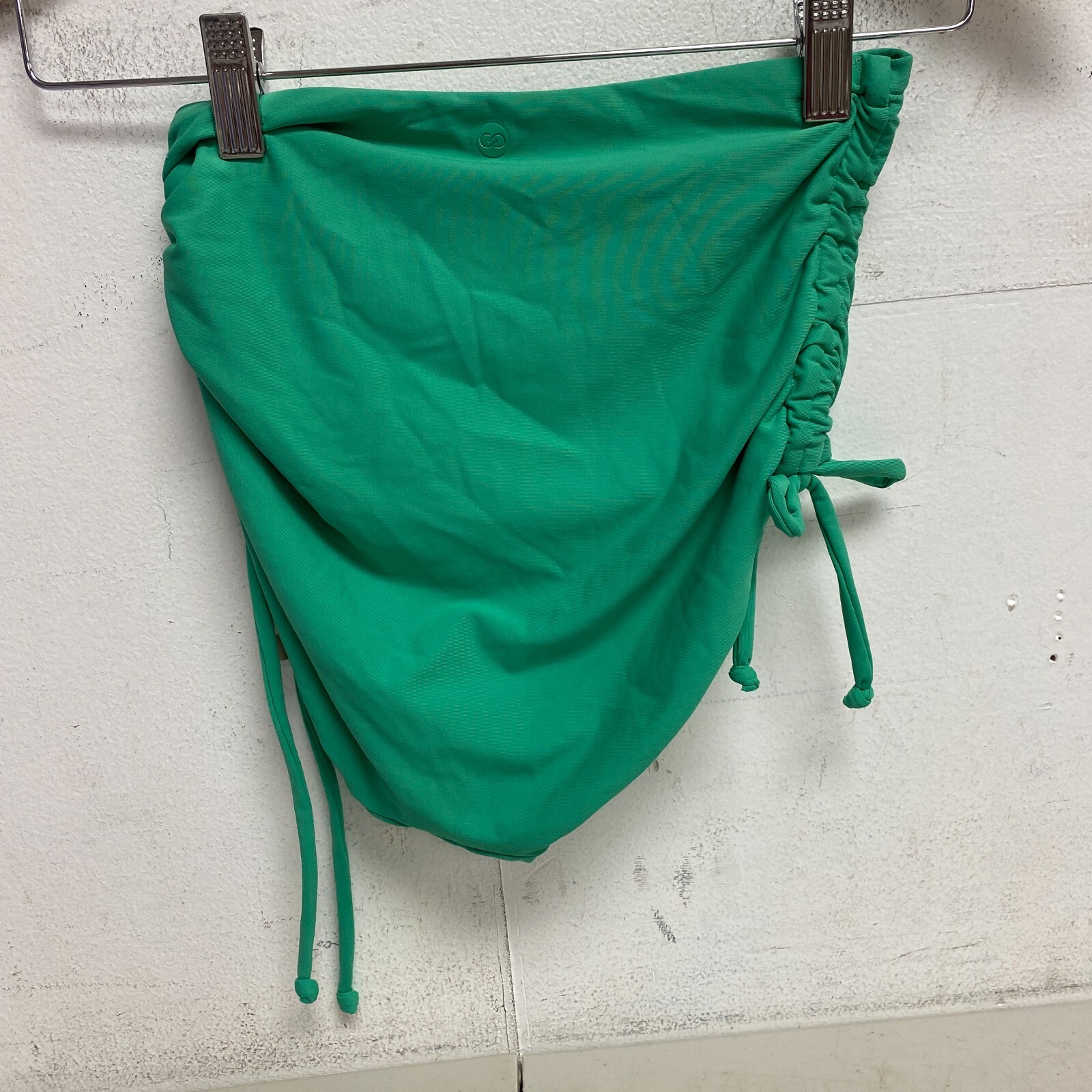 CALIA Women's High Waisted Ruched Side Tie Swim Bottoms Green Glow WSA23410