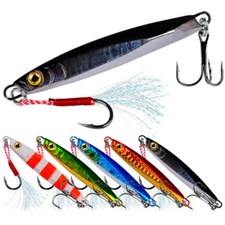 5PCS Metal Cast Glow Fishing Lures Spoon Spinnerbait Jig Artificial Minnow Bass