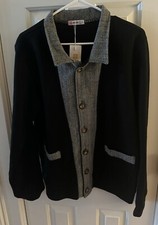 Vtg H2h Black Grey Wool Jacket Button Up Sz Medium — New