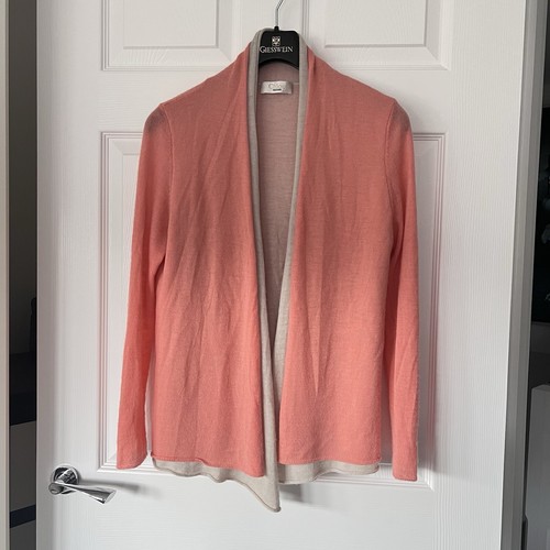 Chloe Foulards Cashmere Cardigan Women’s Medium Open Front Peach Coral Beige