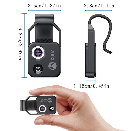 Nano 200x Lente di Ingrandimento per iPhone - Obiettivo Microscopio Clip-On con Filtro CPL, 200x Z - Foto 4 di 16