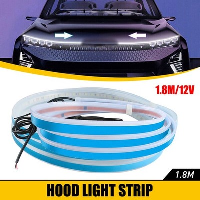 White Start Scan Dynamic LED Hood Light Strip Flexible Daytime Running Lamp D
