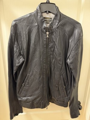 Diesel Black Gold Vintage Moto Cafe Racer Leather Biker Jacket Size Medium RARE