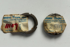 NOS! Piaggio Vintage Vespa Fork Steering Bearing Race+Nut Adjuster 11109 22594