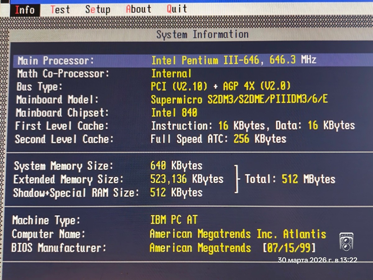 Dual Slot 1 ATX Motherboard Supermicro PIIIDM3 w SCSI, AGP Pro