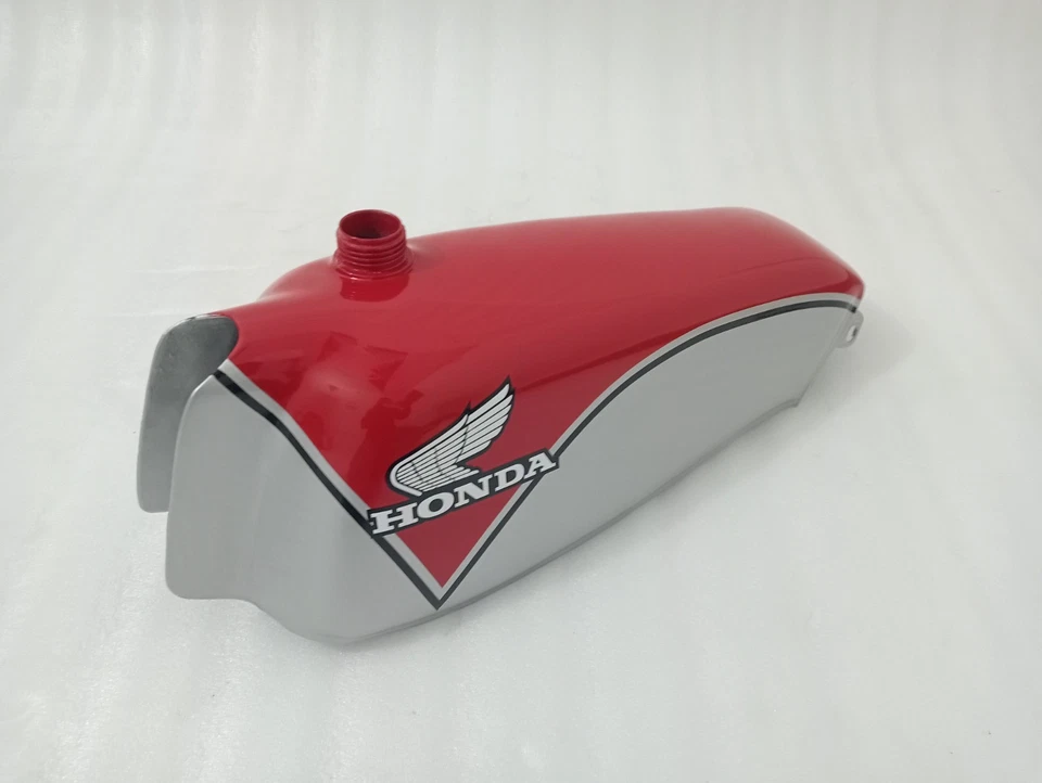 Honda TL250 TL 250 Trials 1975-76 rojo y plata acero combustible gasolina tanque + tapa Foto 4 de 4