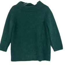 Moth Women's Size M Emerald Green Angora Rabbit Fluffy Soft Fuzzy Soft Minimal