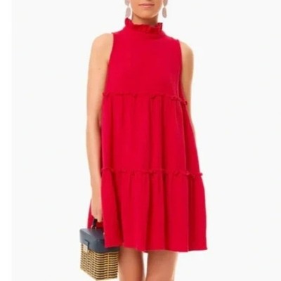 Tuckernuck Pomander Place Morgan Gauze Tiered Mini Dress L Red Sleeveless Resort