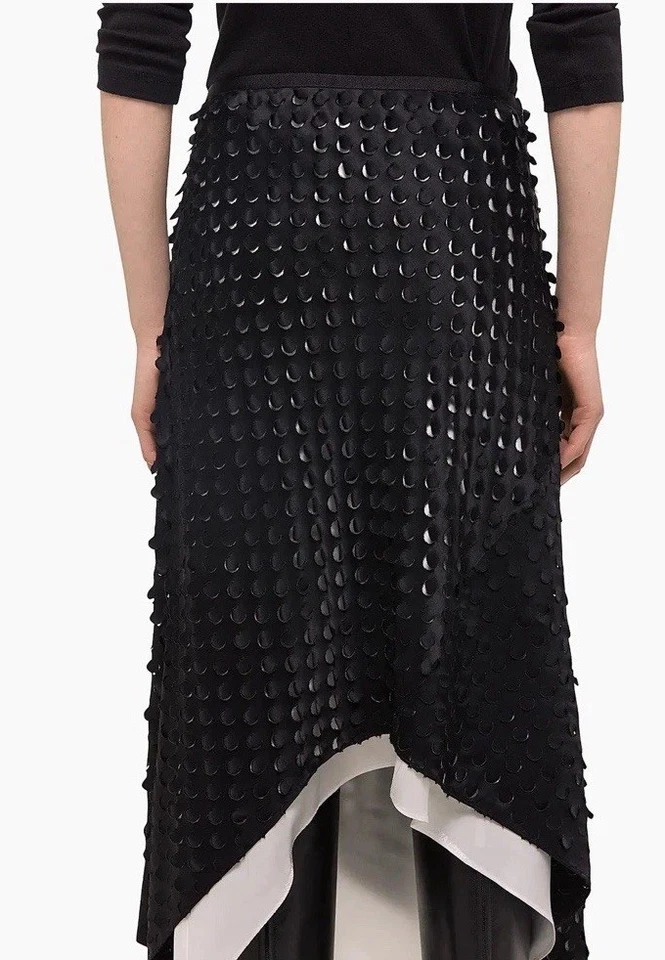 Saia Helmut Lang Preta Tamanho 6 Coleção Outono Bainha de Cachecol Perfurada com Furo Nova Com Etiqueta R.$595 - Imagem 3 de 4