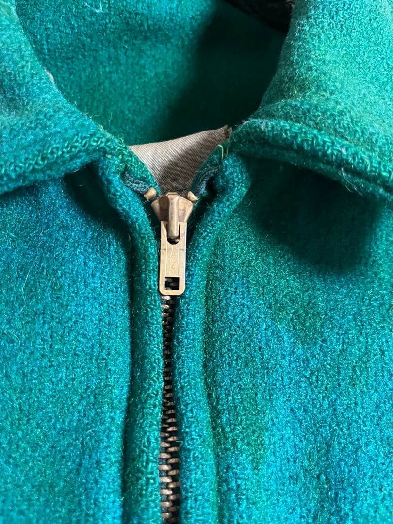 HOLTS 50s Wool Jacket Green Patch Vintage FFA Style Zip US L Size Rare Japan image 2
