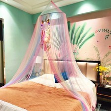 Rainbow Bed Canopy Mosquito Net, Princess Bed Canopy for Girls Room Decor or
