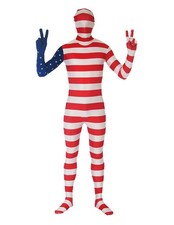 Full Body Spandex World Cup Zentai Suit - USA Flag Design Bodysuit Costume