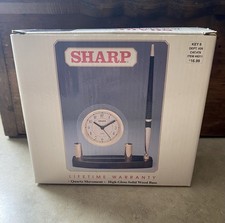 New Vintage 1980s Sharp Desk Clock Pen Set Li...