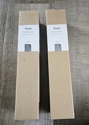 Cricut Premium Vinyl Permanent Glossy Black AND White Set NEW 12''x360''