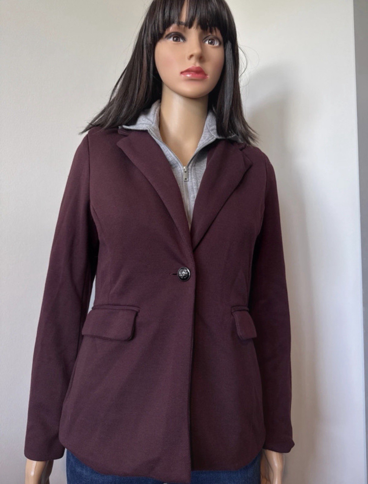 one by chapter one Burgundy Collared Button Blaze… - image 1