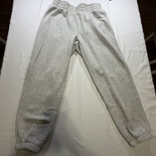 Gray Sweatpants Women's Size M 53 Cotton Fleece Elastic Waist 29" Inseam